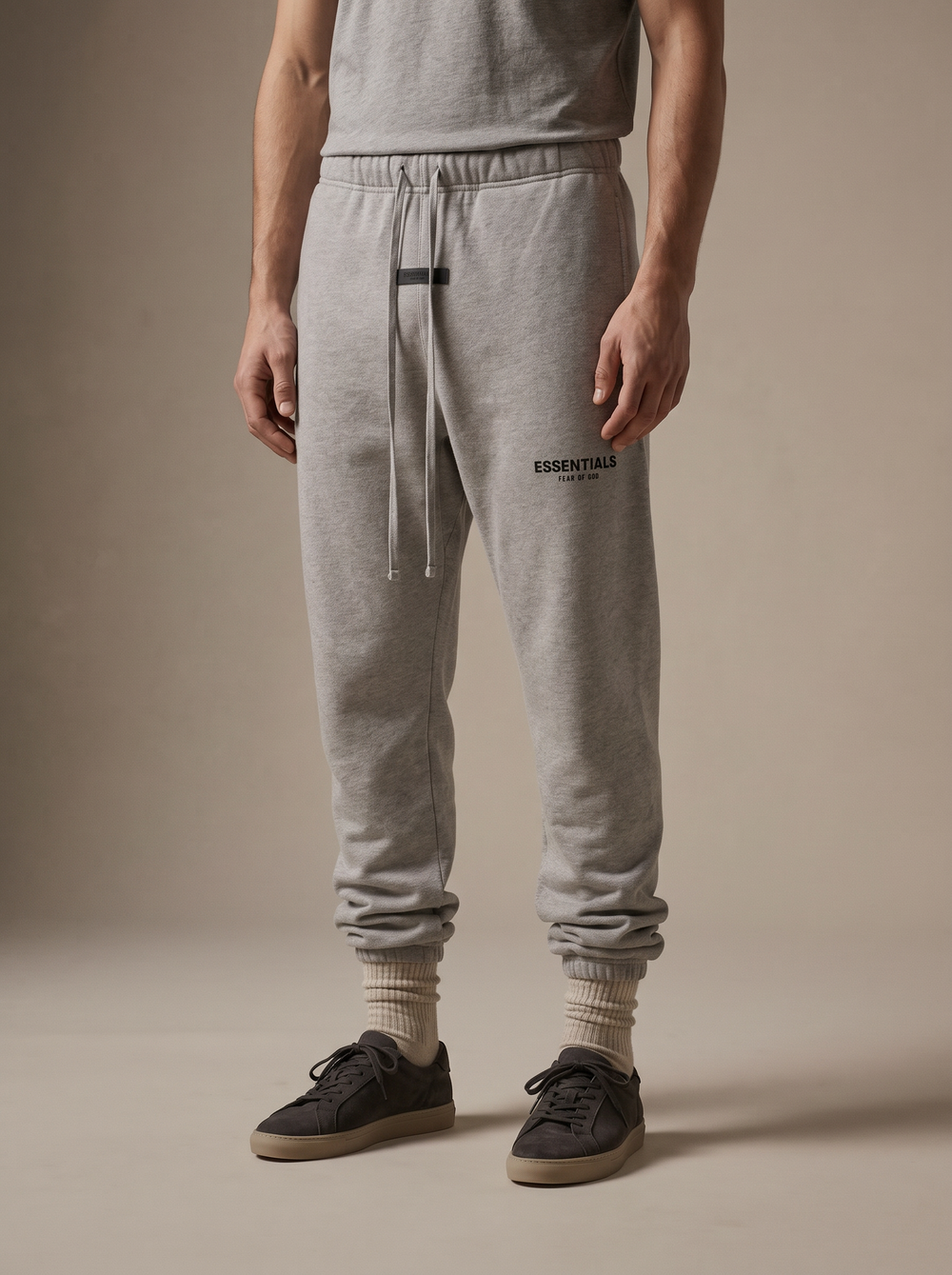 Essentials Sweatpants Dark Oatmeal — on model