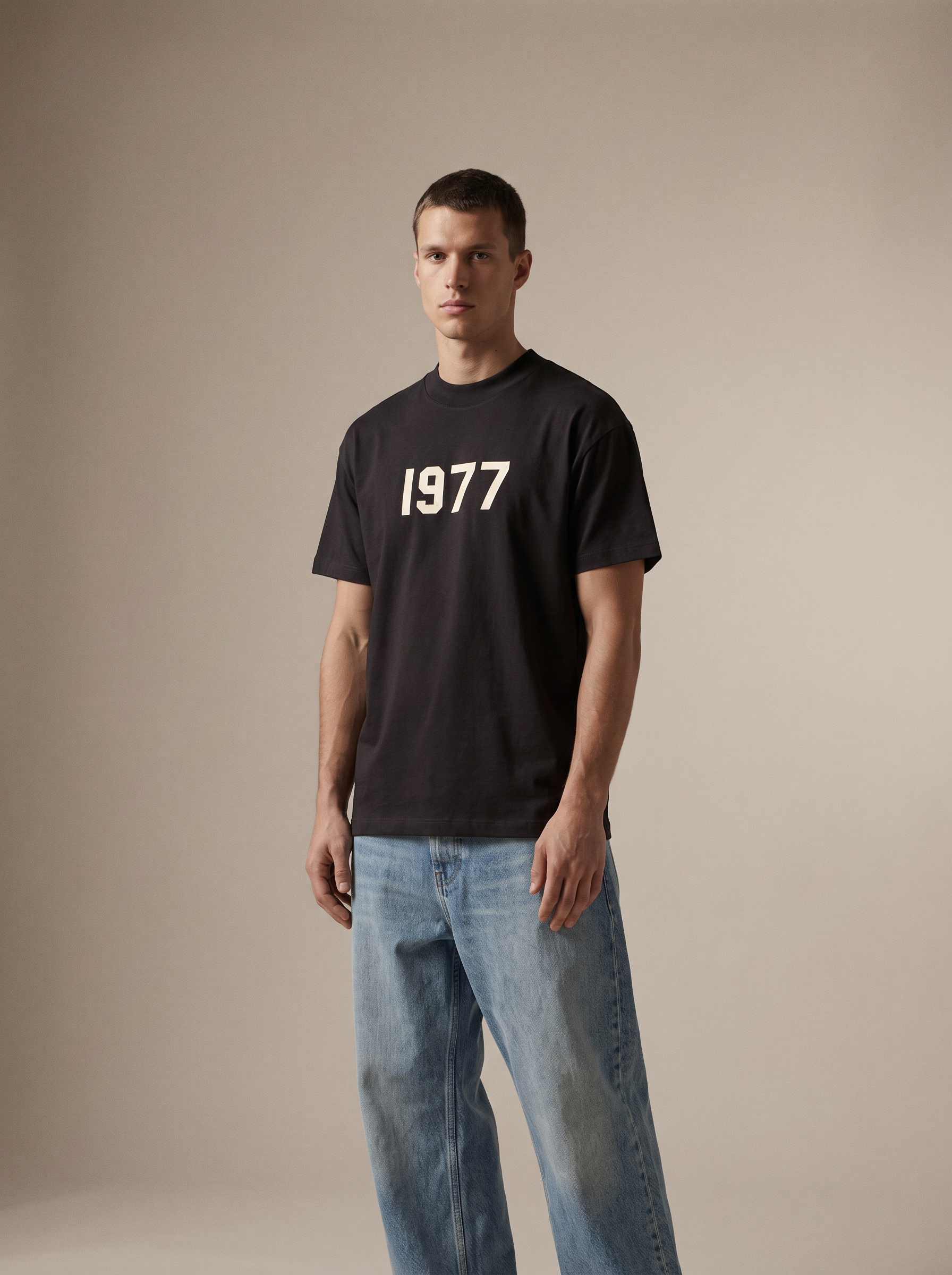 Essentials 1977 Tee Iron — on model