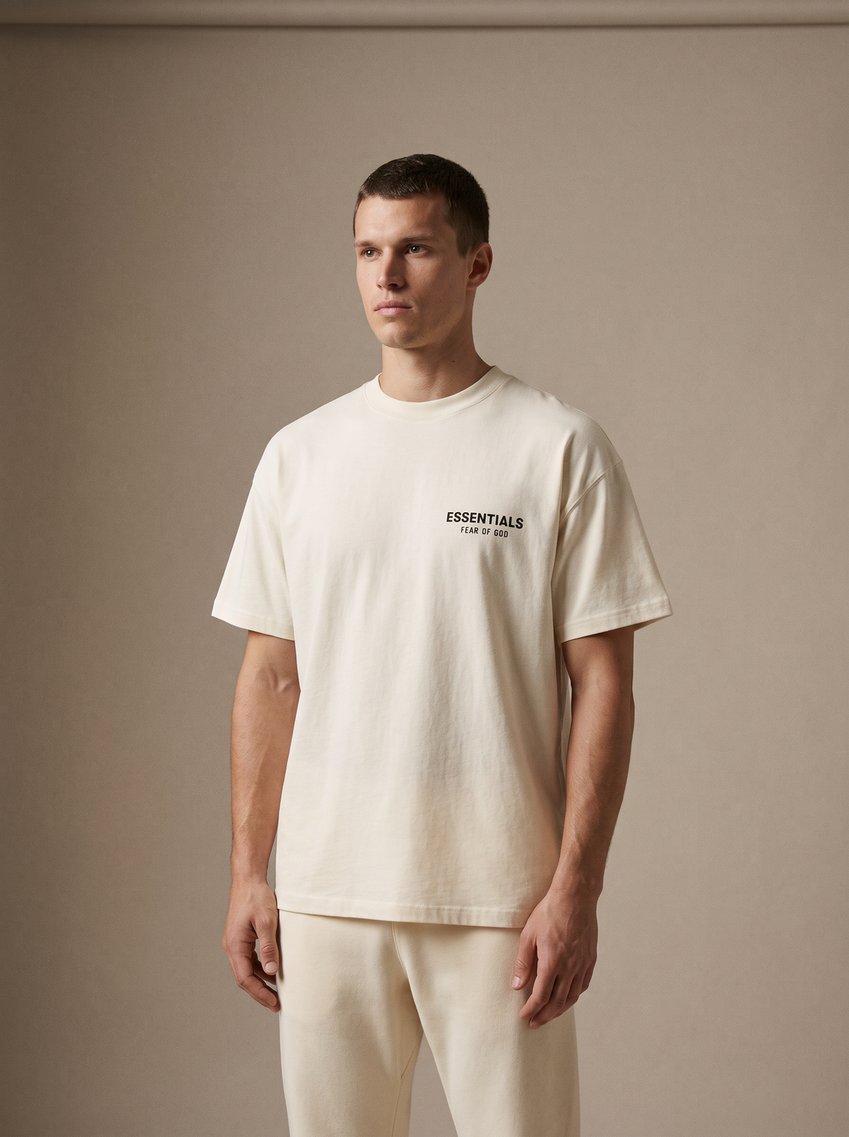 Essentials Classic Fit Tee Bright White — on model