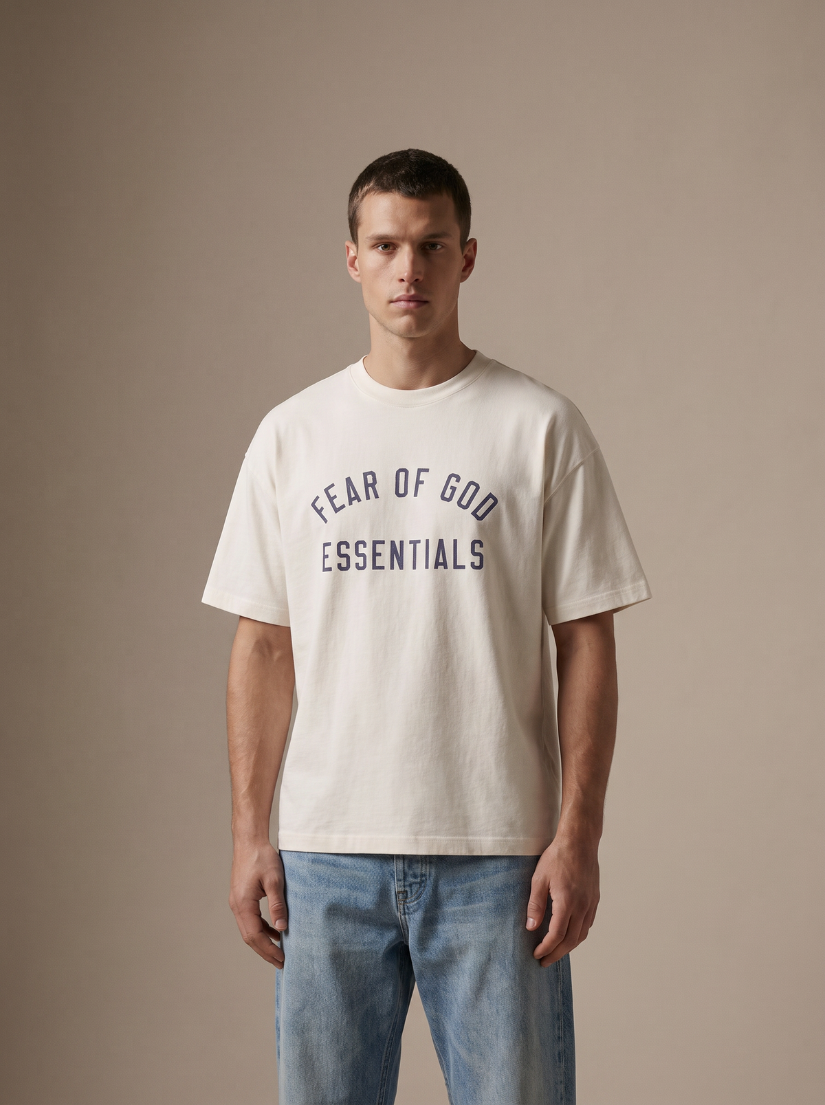 Essentials Jersey Crewneck Tee Shell — on model