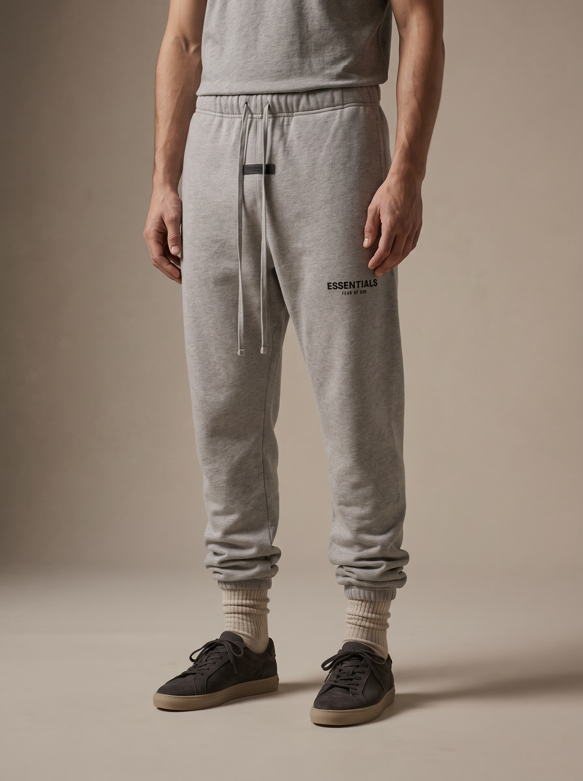 Essentials Sweatpants Dark Oatmeal — on model