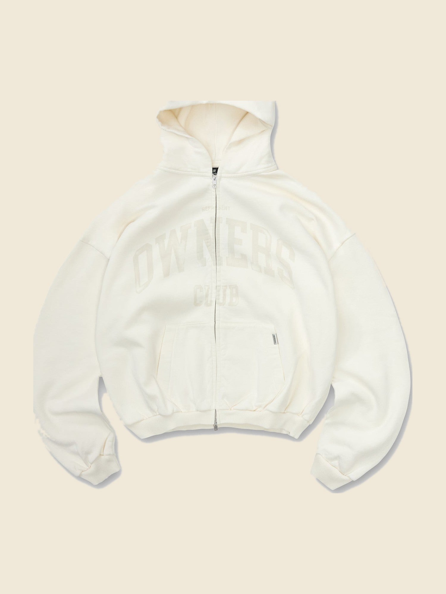 Represent Owners Club Zip Through Hoodie Chalk
